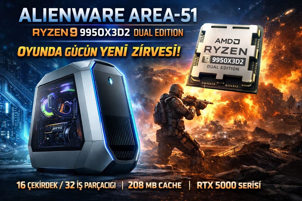 Alienware Area-51 AMD'nin amiral gemisi Ryzen 9 9950X3D2 Dual Edition işlemcisiyle satışa sunuldu