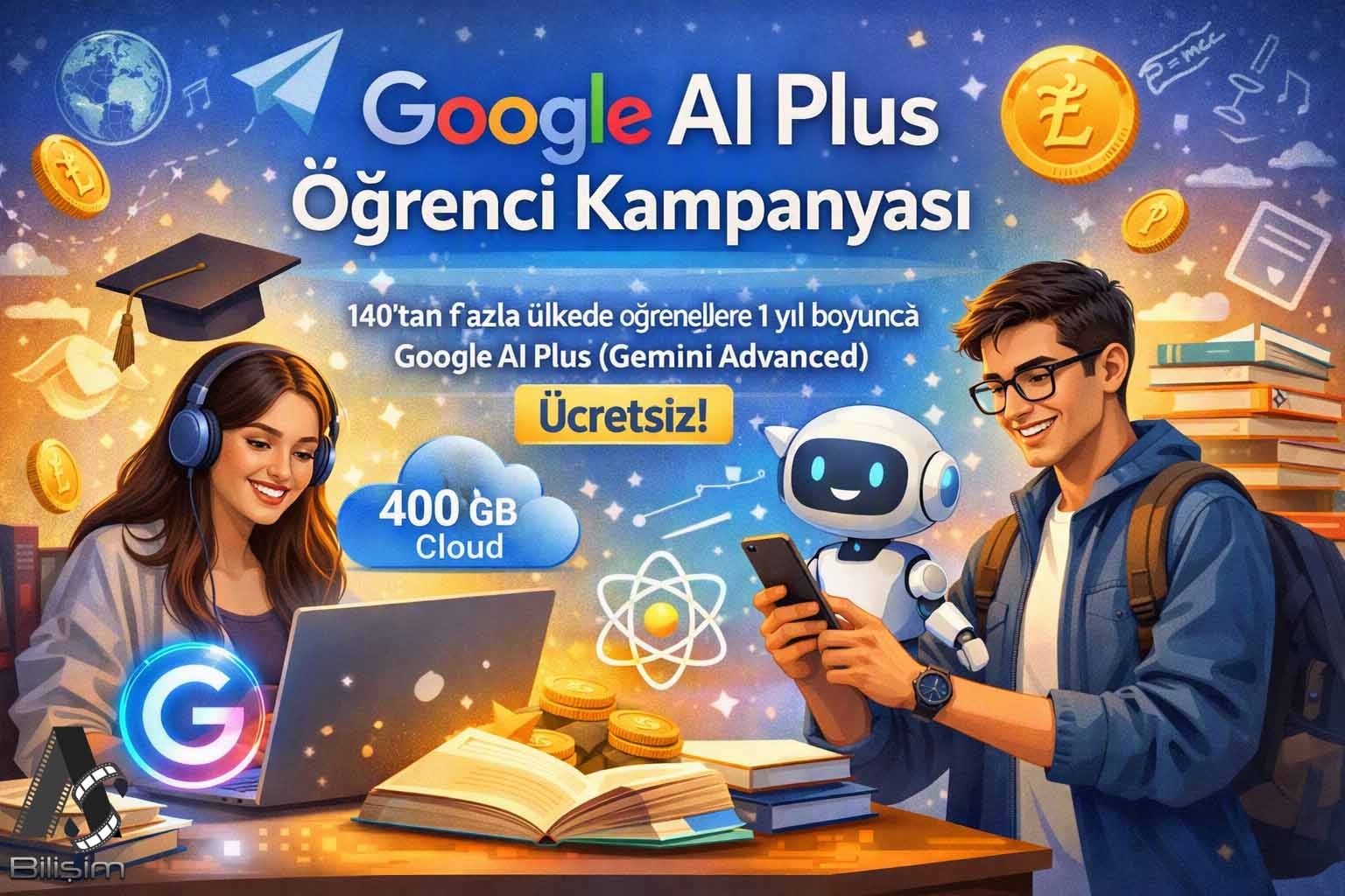 Google, Öğrencilere 1 Yıllık Ücretsiz Google AI Plus Üyeliği Veriyor.