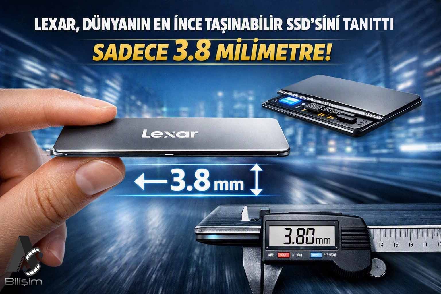 Lexar, Dünyanın En İnce Taşınabilir SSD'sini Tanıtıldı: Sadece 3.8 Milimetre!