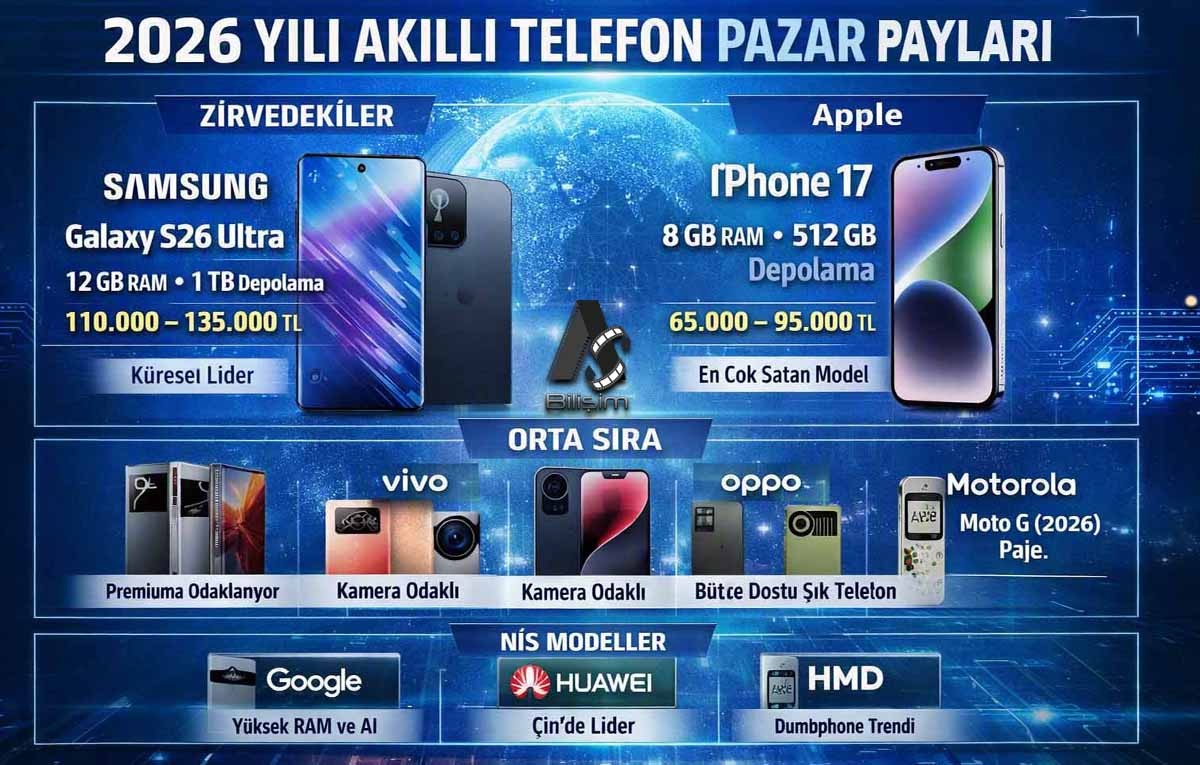 2026 Yılı Akıllı Telefon Pazar Payları