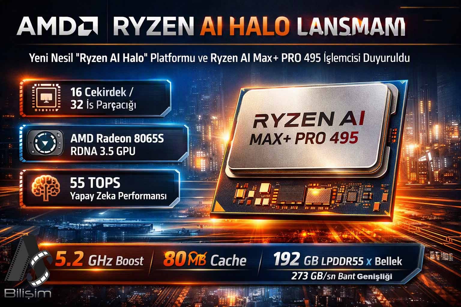 AMD, Yeni Nesil "Ryzen AI Halo" Platformunu ve Ryzen AI Max+ PRO 495 İşlemcisini Duyurdu